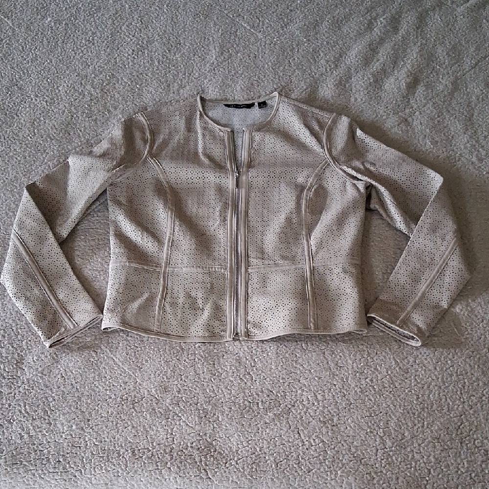 H by Halston Beige Perforated Blazer